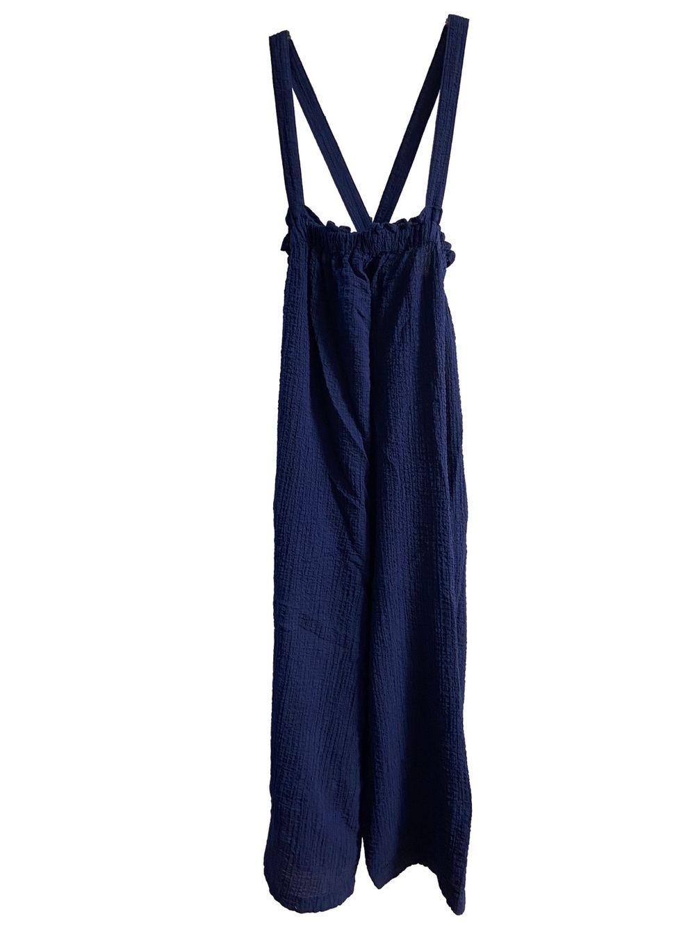 Anthropologie Navy Blue Double Gauze Cotton Jumpsuit Wide Leg Small Medium